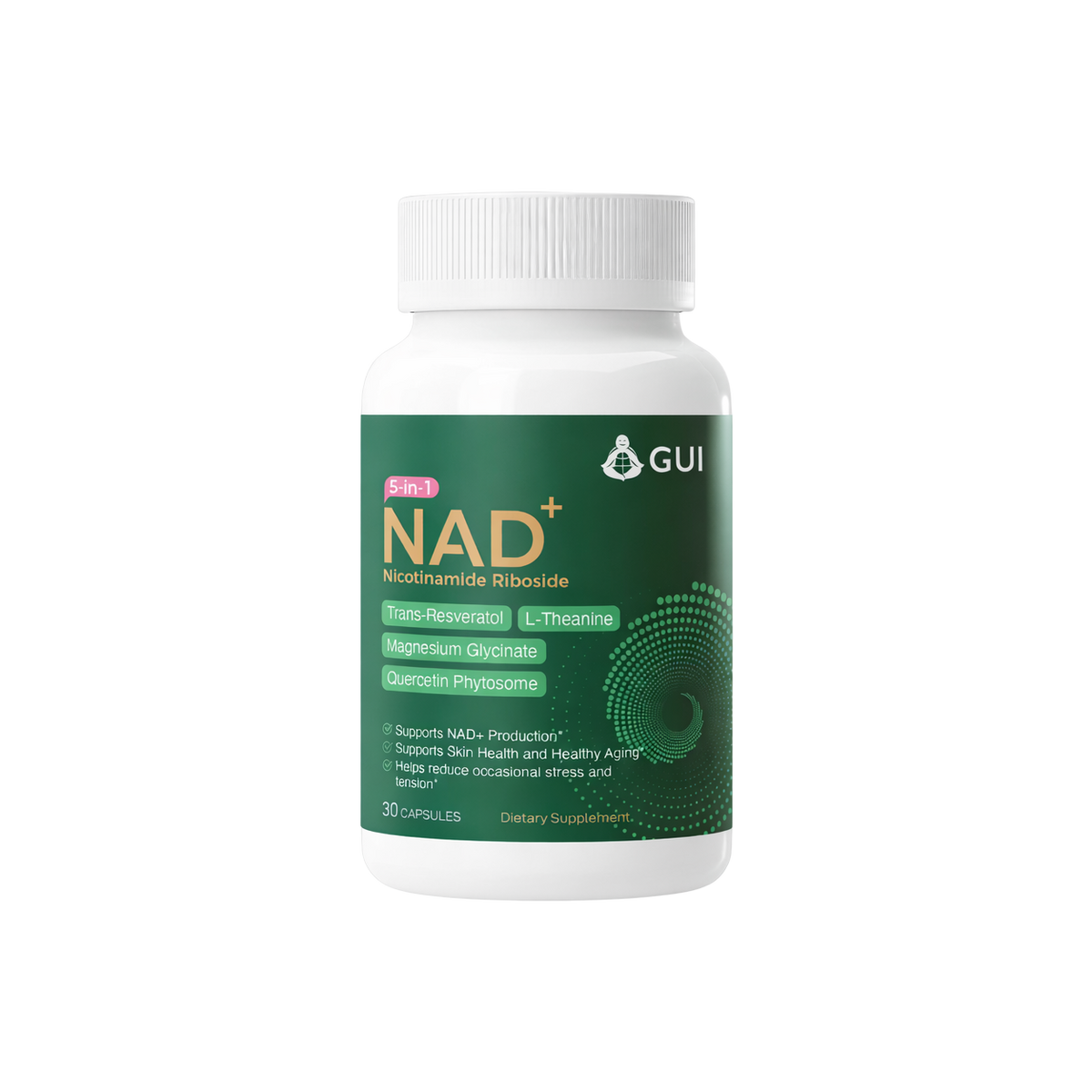 5-in-1 NAD+ with Magnesium Glycinate, L-Theanine, Resveratrol, Quercetin