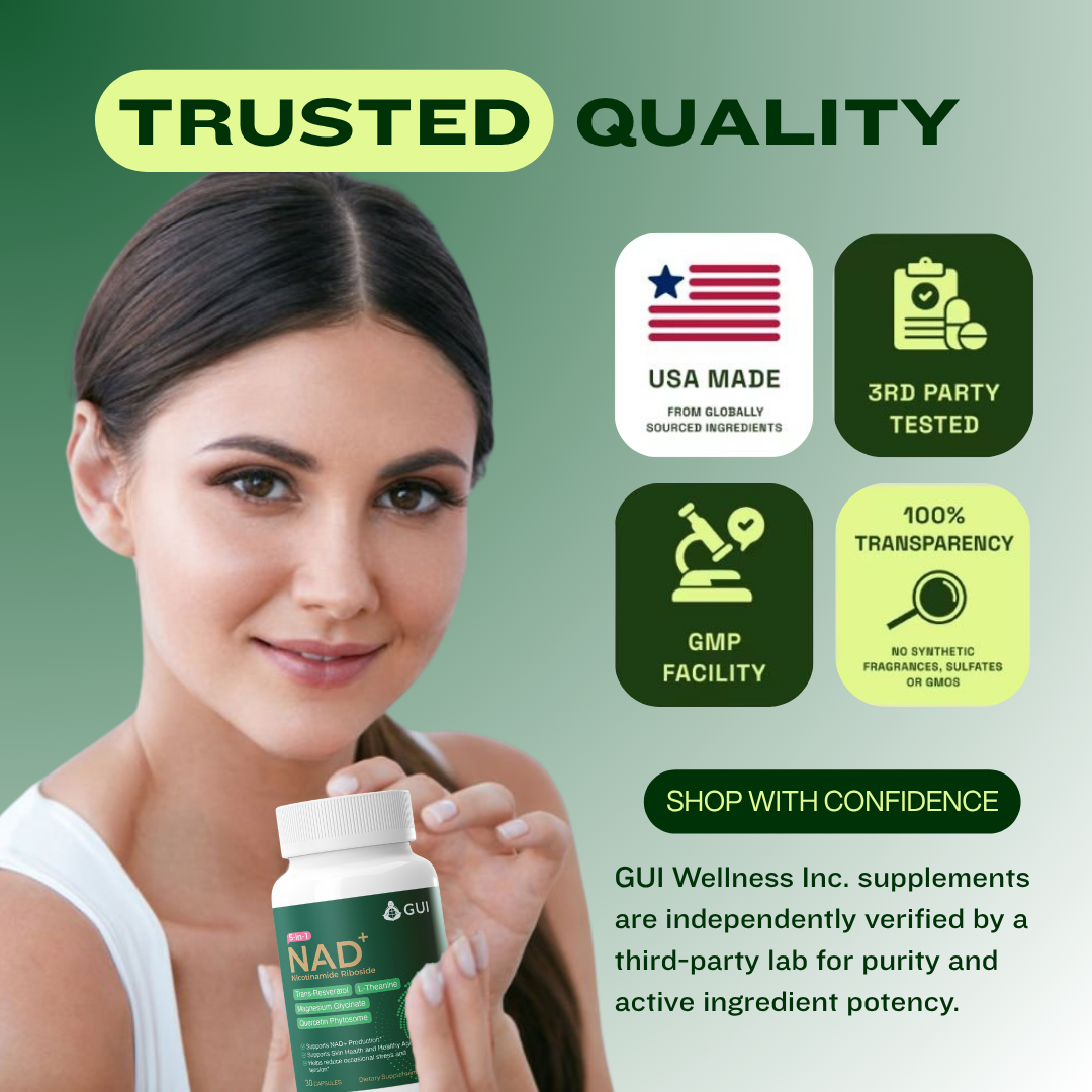 5-in-1 NAD+ with Magnesium Glycinate, L-Theanine, Resveratrol, Quercetin
