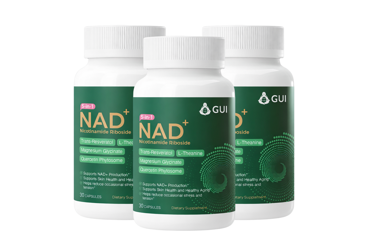 5-in-1 NAD+ with Magnesium Glycinate, L-Theanine, Resveratrol, Quercetin